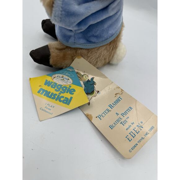 Vintage 1980 Eden Toys Peter Rabbit Plush Musical Toy Beatrix Potter 11” Works - Picture 5 of 6